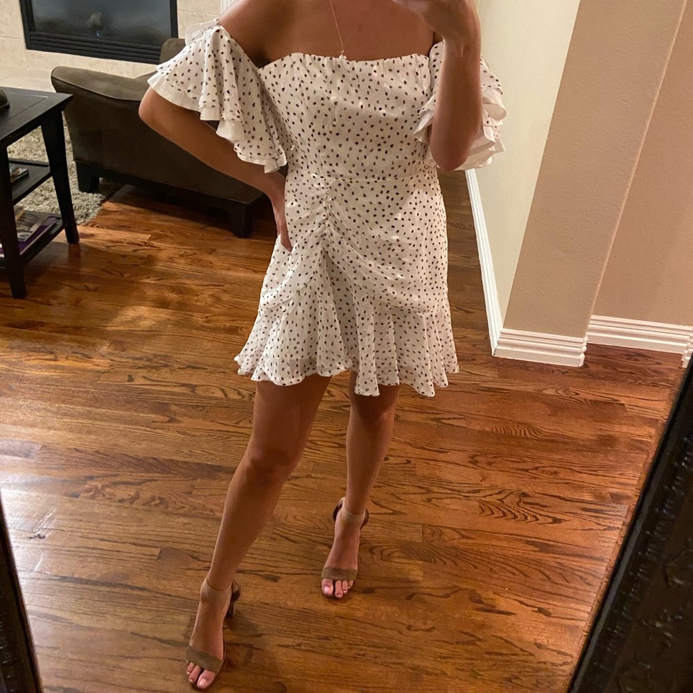 polka dot off shoulder dress size small